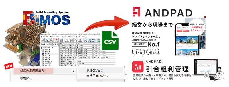 B-MOSの積算データがANDPAD引合粗利管理へ